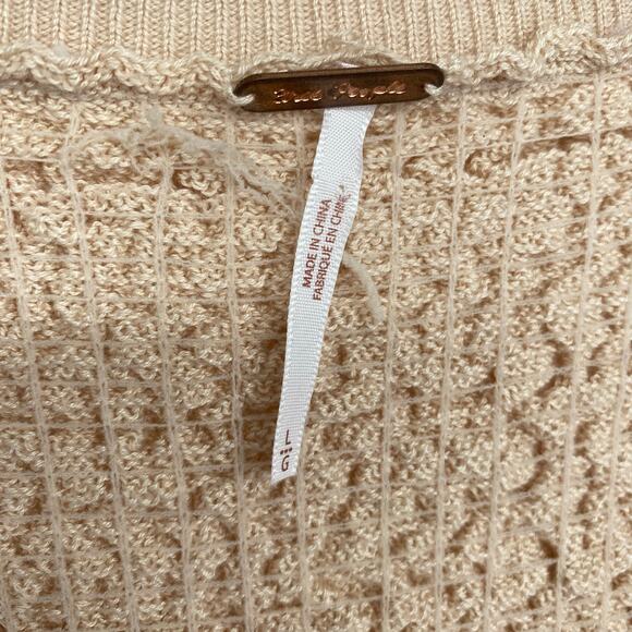 Free People Cardigan Large Top Rosehip Cropped Long Sleeve Rosewater Textured - Picture 4 of 9